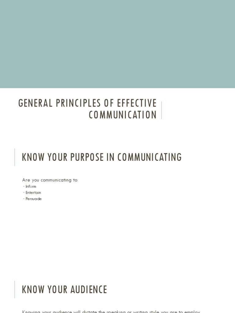 Principles of Effective Communication | PDF | Reason | Communication