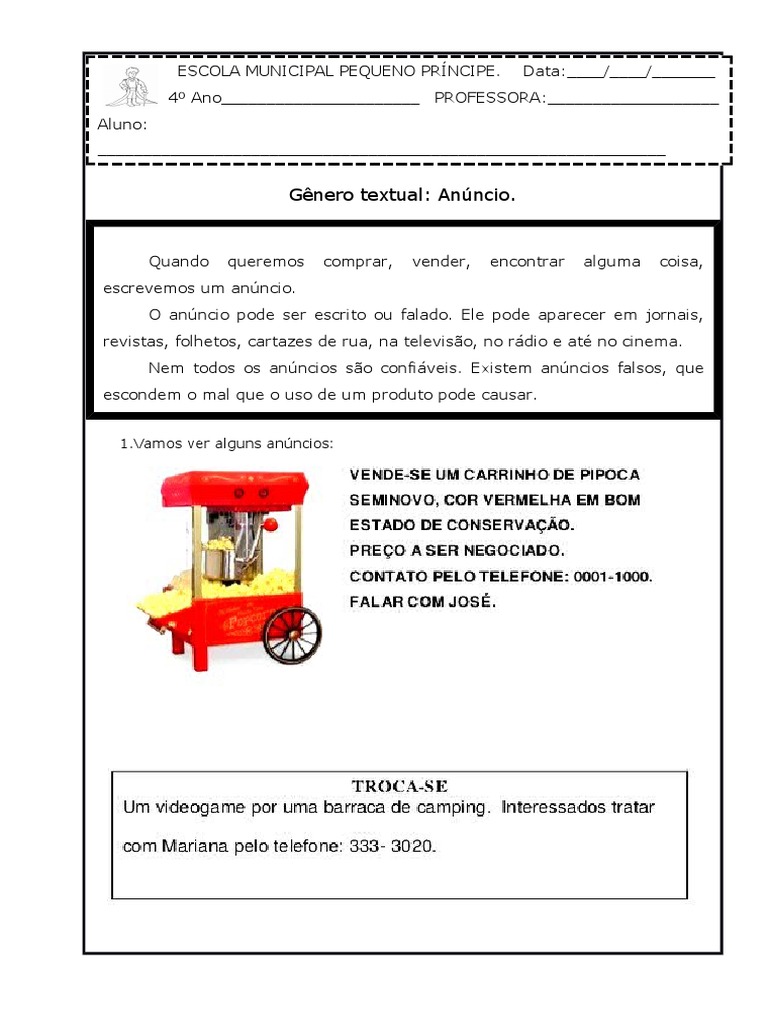 Gênero Textual Anuncio | Publicidade | Mídia