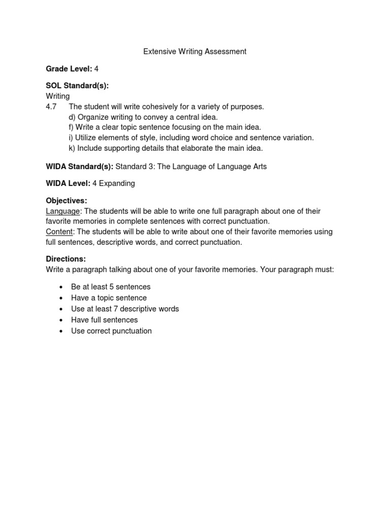 Writing Assessment | PDF