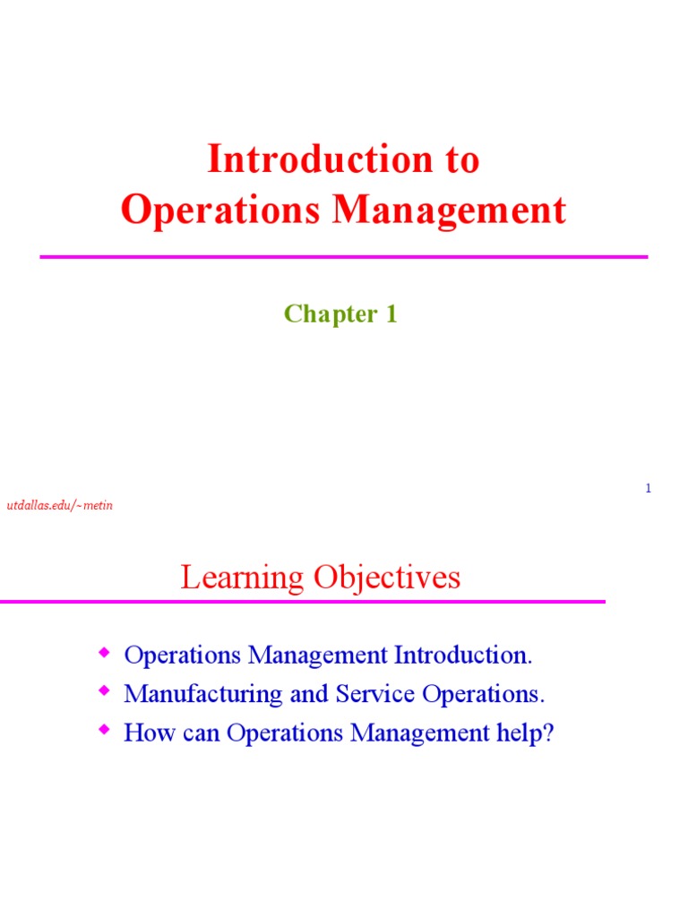 Introduction to Operations Management | PDF | Operations Management ...