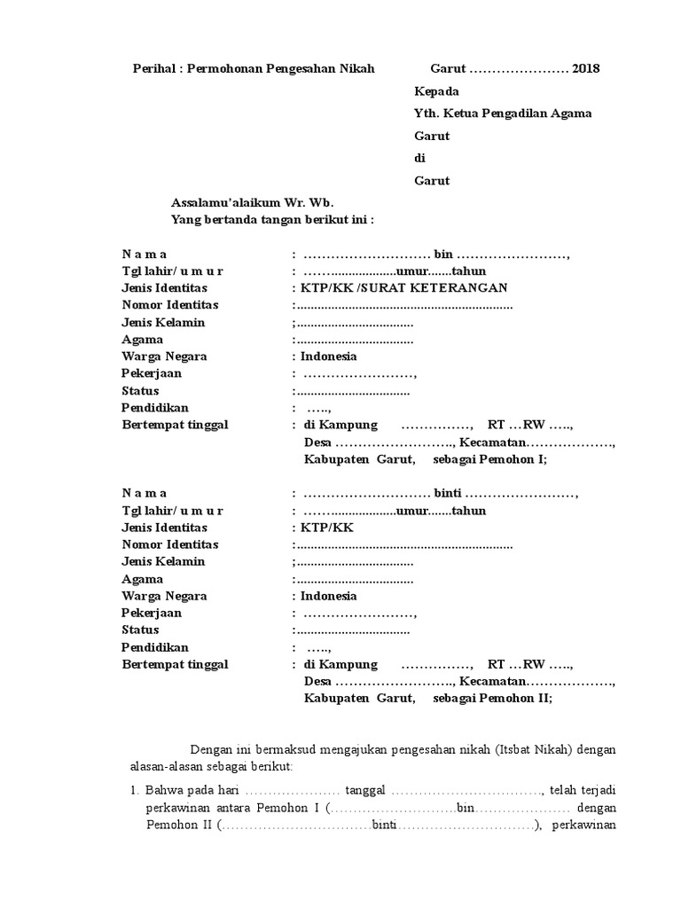 Blangko Isbat Nikah