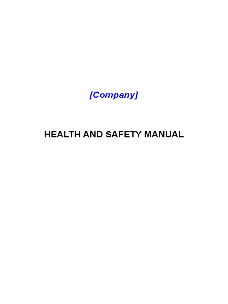 Health and Safety Manual Company Template PDF Occupational Safety