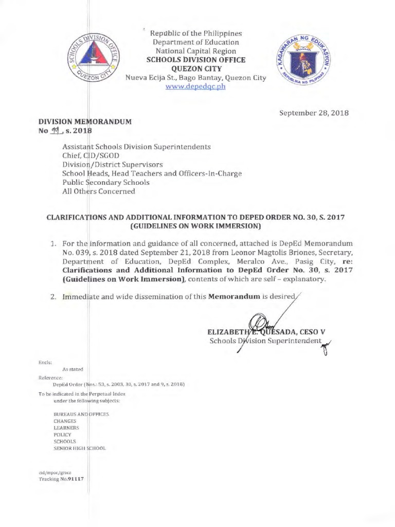 Div memorandum no 99 clarification and additional information to
