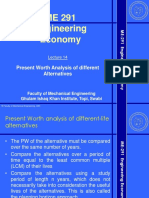 ME 291 Engineering Economy: Present Worth Analysis of Different Alternatives