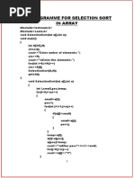 Programme For Selection Sort in Array