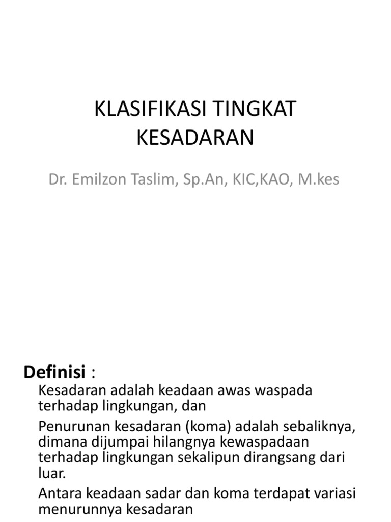 Klasifikasi Tingkat Kesadaran Pdf