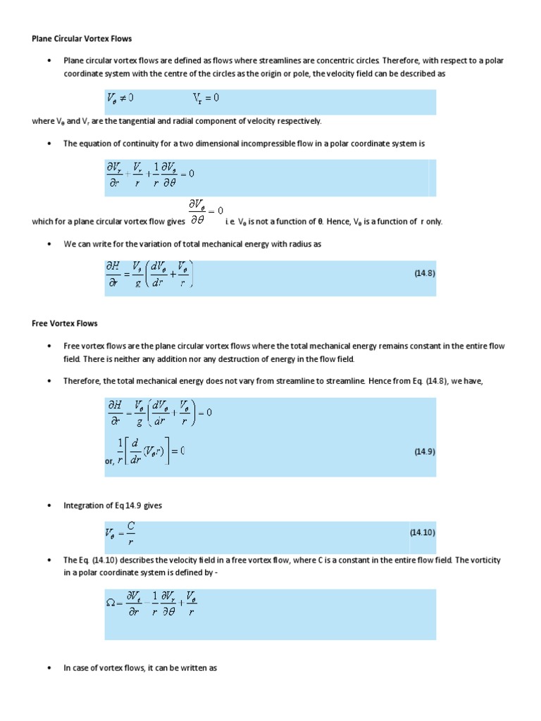 Free Vortex Flow: Irrotational Dynamics | PDF | Vortices | Fluid Dynamics