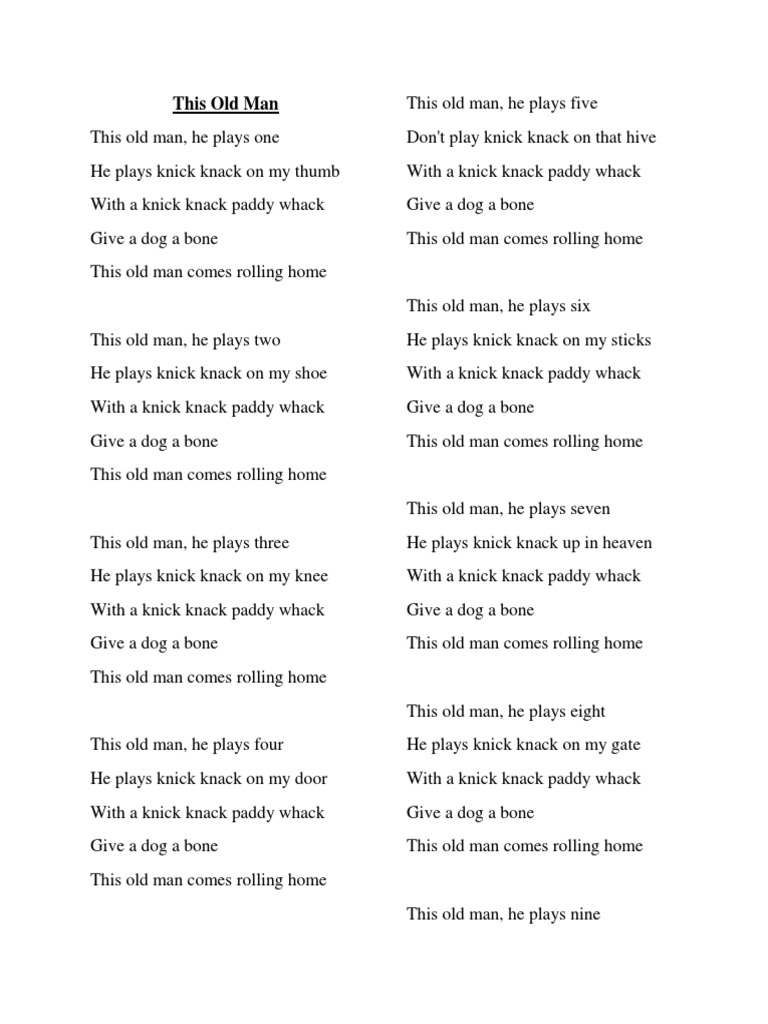 This old man lyrics pdf