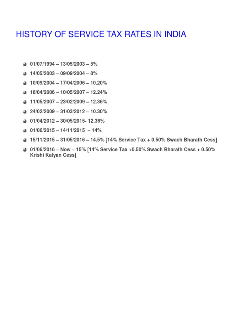 Service Tax Rate History in India | PDF
