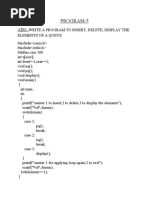 Data Structure Prac. No. 5 Write A Program To Insert, Delete, Display The Elements of A Queue