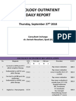 Oncology Outpatient Daily Report: Thursday, September 27 2018