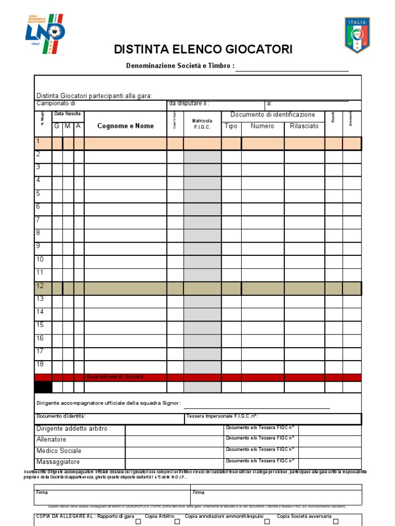 Distinta Elenco Giocatori x Arbitro_figc