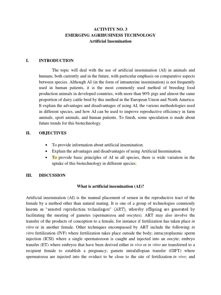 Artificial Insemination PDF Semen Assisted Reproductive Technology