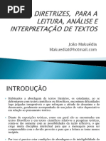 DIRETRIZES,  PARA A LEITURA, ANÁLISE E