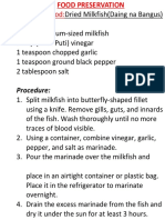 Chart Food Preservation Sample Recipes