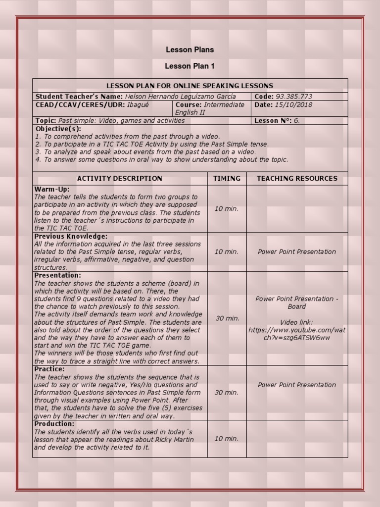 Lesson Plans | PDF | Lesson Plan | Question