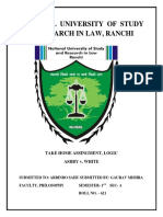 NATIONAL UNIVERSITY OF STUDY AND RESEARCH IN LAW, RANCHI TAKE HOME ASSINGMENT, LOGIC ASHBY V. WHITE