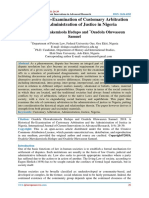 A Historical Re-Examination of Customary Arbitration and The Administration of Justice in Nigeria