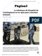 Agua de Pozos Tubulares de Hospital de Contingencia No Es Apta Para Consumo Humano