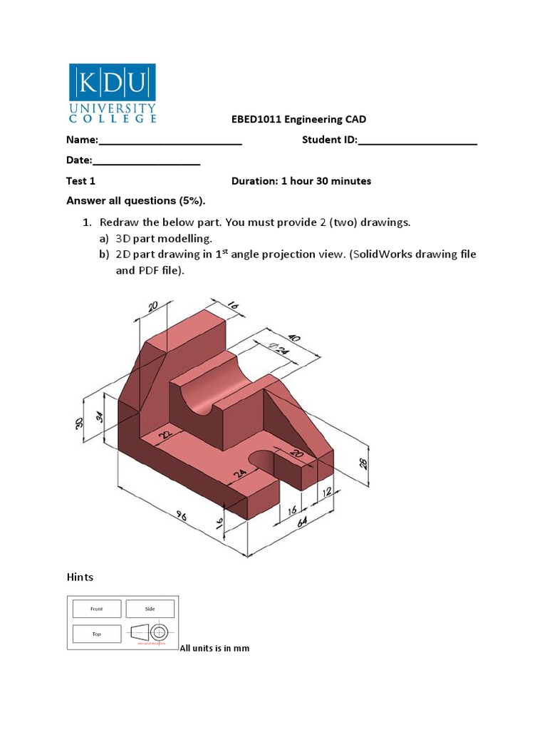 Solidworks Sinav Sorulari Sinav Ornekleri Makine Egitimi