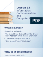 Lesson 13 Information, Communication and Information Ethics
