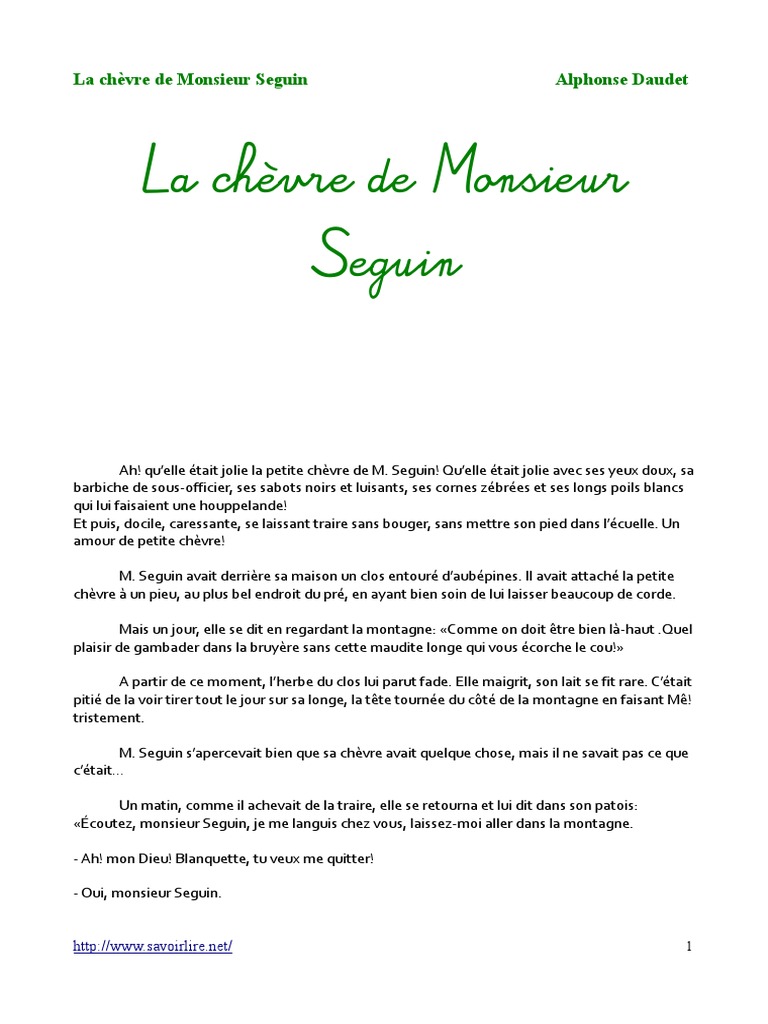 La Chèvre De Monsieur Seguin Ce2 Pdf La Chèvre de Monsieur Seguin | PDF | Chèvre | La nature