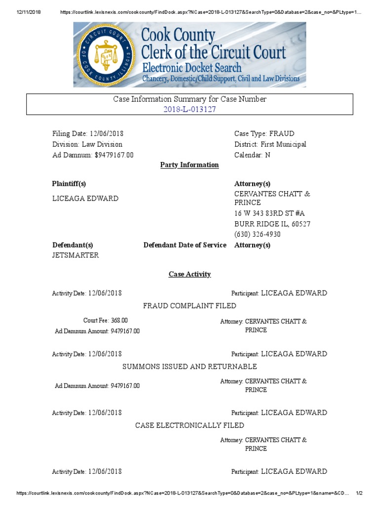 Cook County Fraud Case Summary 2018 | PDF | Wisconsin Circuit Courts