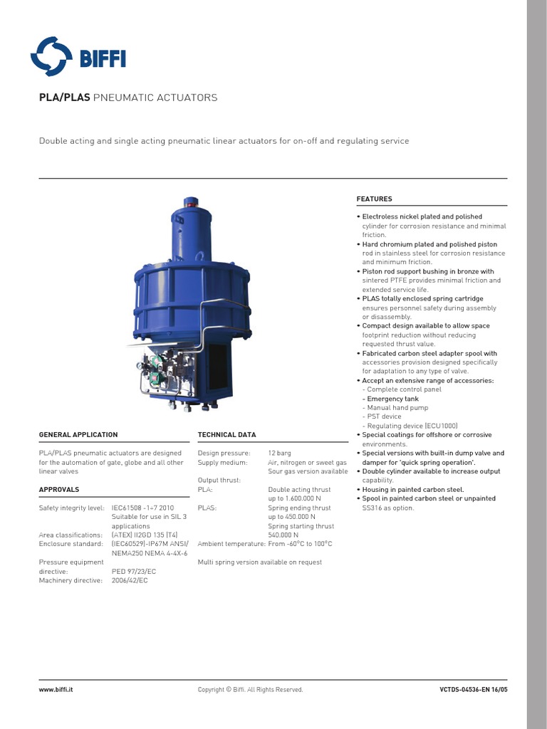 BIFFI ATUADOR PNEUMATICO Actuator Valve