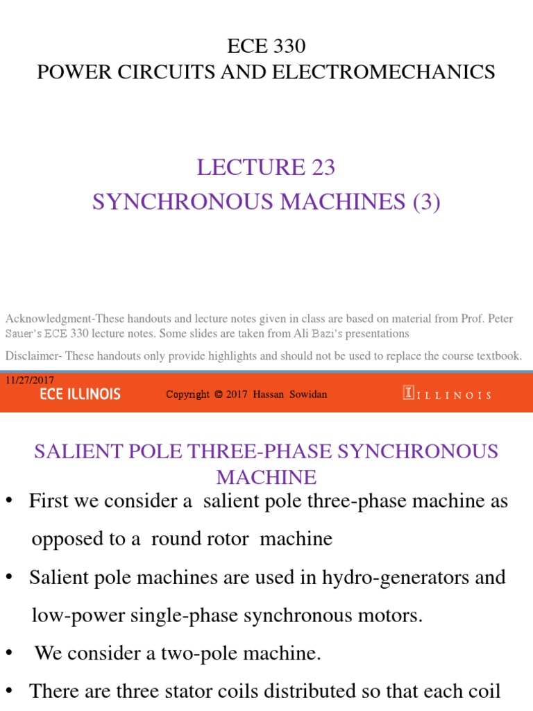 Synchronous Machines (3) : ECE 330 Power Circuits and Electromechanics ...