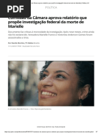 Comissão Da Câmara Aprova Relatório Que Propõe Investigação Federal Da Morte de Marielle _ Política _ G1