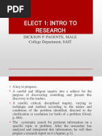 Elect 1: Intro To Research: Dickson P. Pagente, Male College Department, SAIT