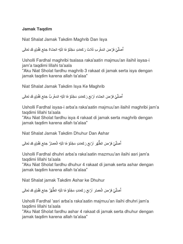 Niat Sholat Jamak Maghrib Dan Isya Berapa Rakaat