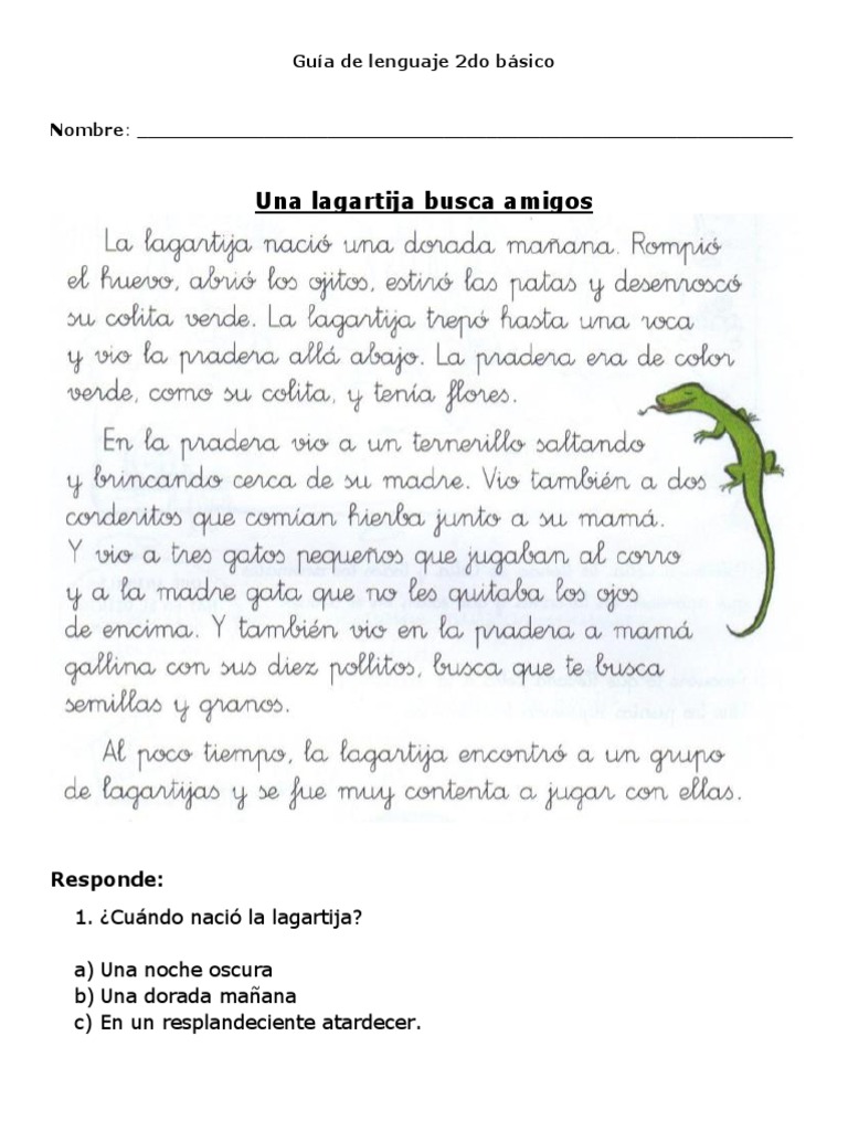 Guía de Lenguaje 2do Básico | PDF | Artes del Lenguaje y Comunicación