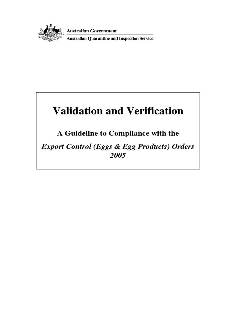 Eggs Export Control Validation Guide | PDF | Verification And ...