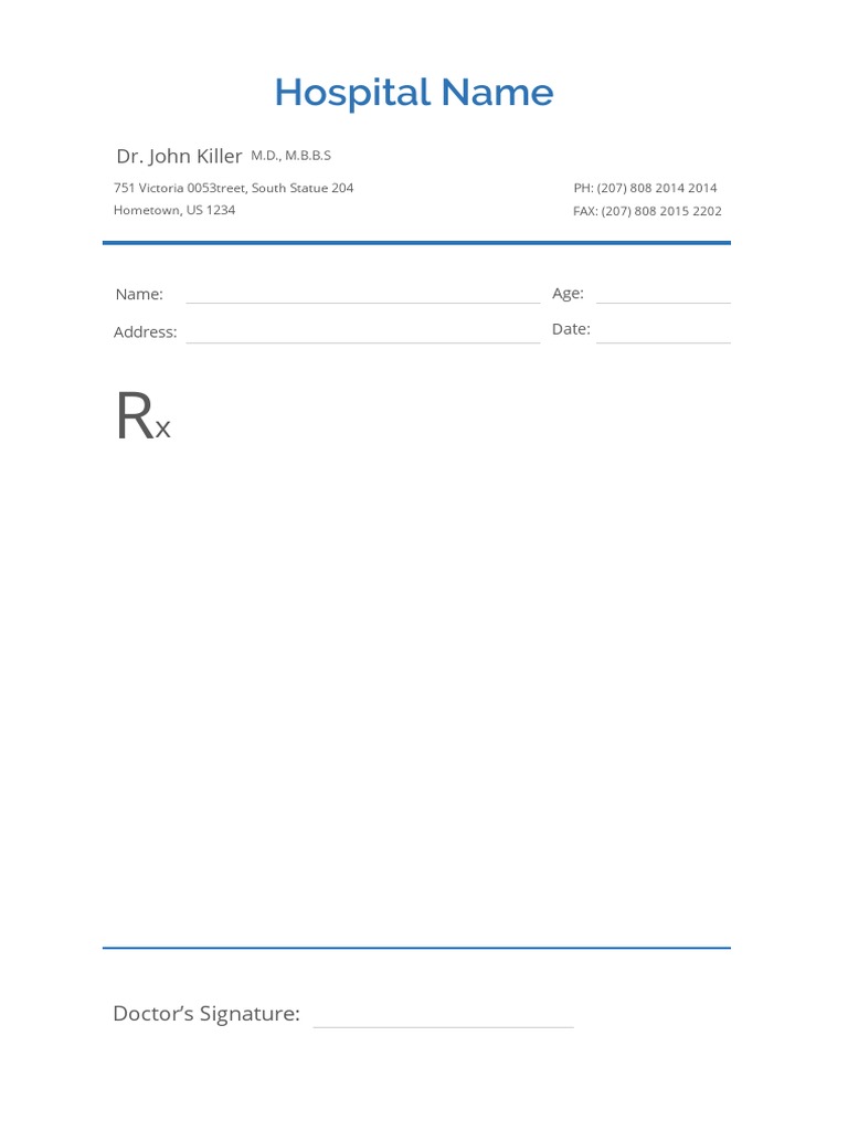 Blank Prescription Template With Blank Prescription Pad Template