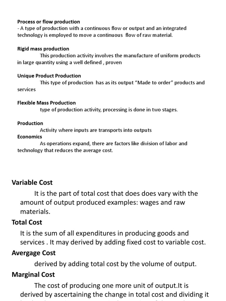 Types of Production and Cost Analysis | PDF