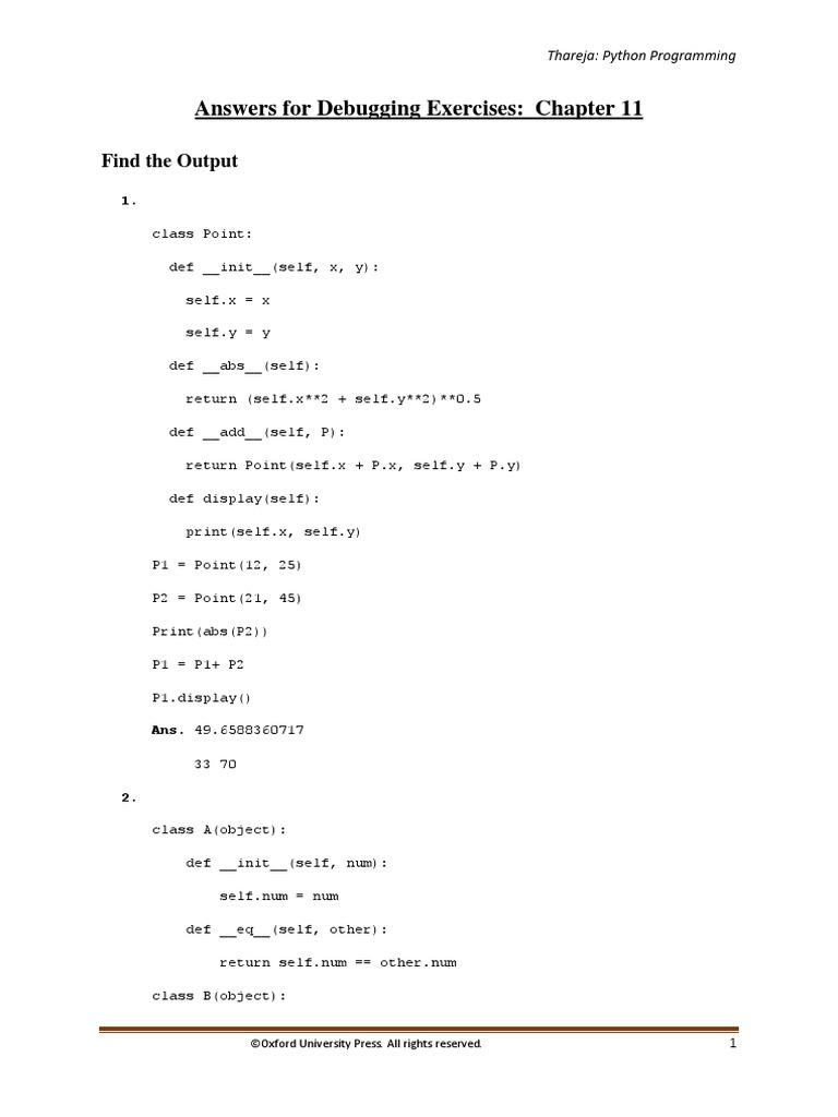 Chapter 11 Answers For Find The Output and Error | PDF | Computer ...