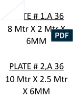 Plate # 1, A 36 8 MTR X 2 MTR X 6MM