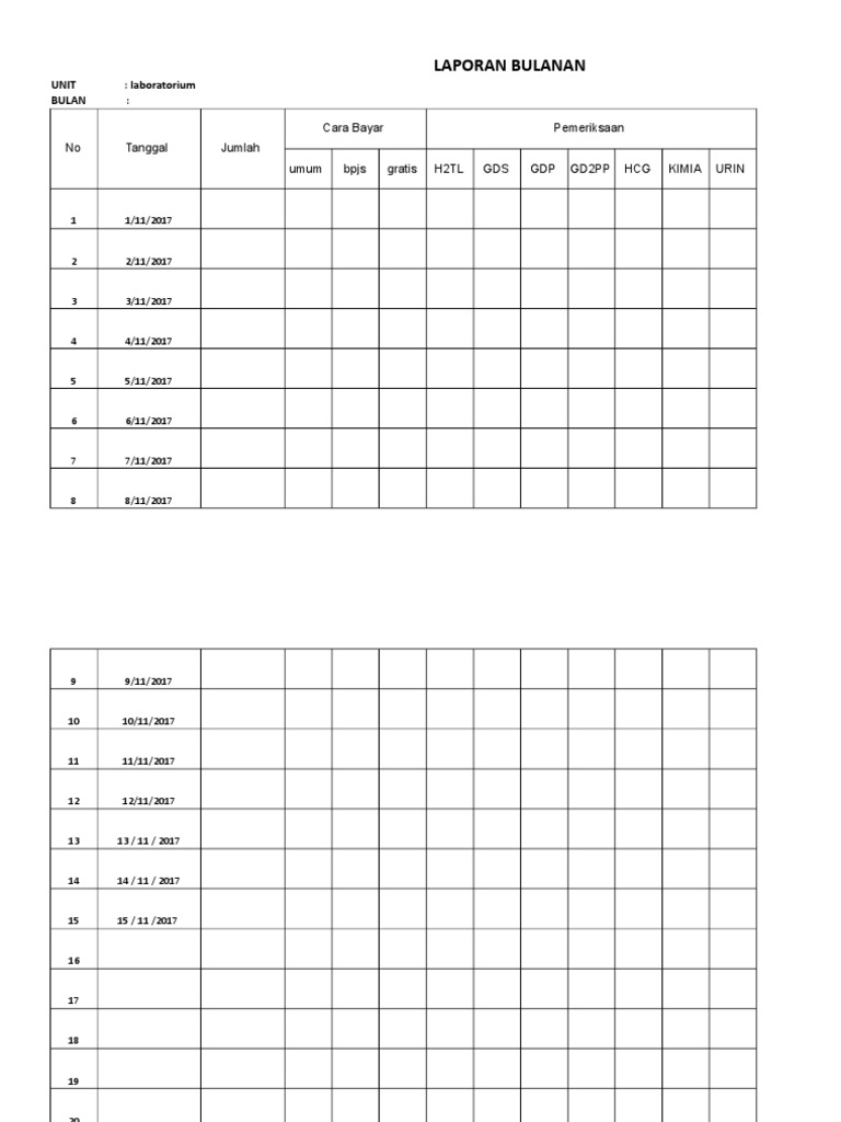 Laporan Bulanan Laboratorium H2TL | PDF