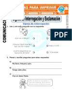 Ficha de Signos de Interrogacion y Exclamacion para Segundo de Primaria