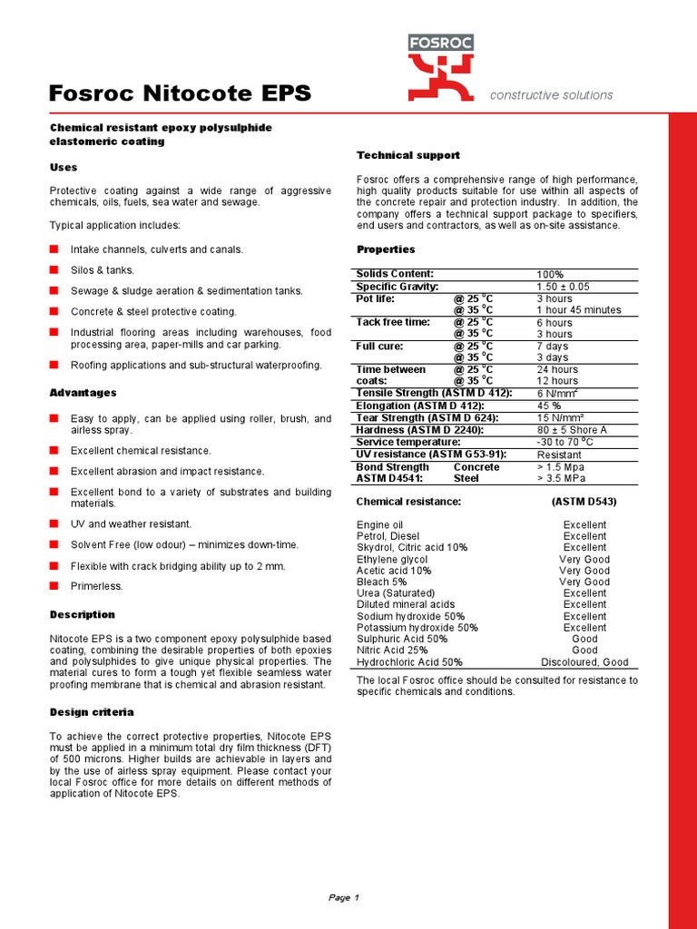 Nitocote Eps PDF Epoxy Concrete