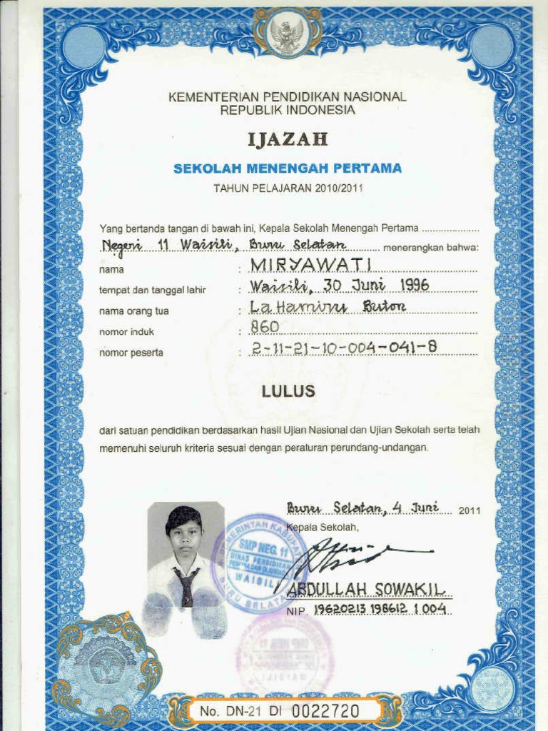 IJAZAH SMP
