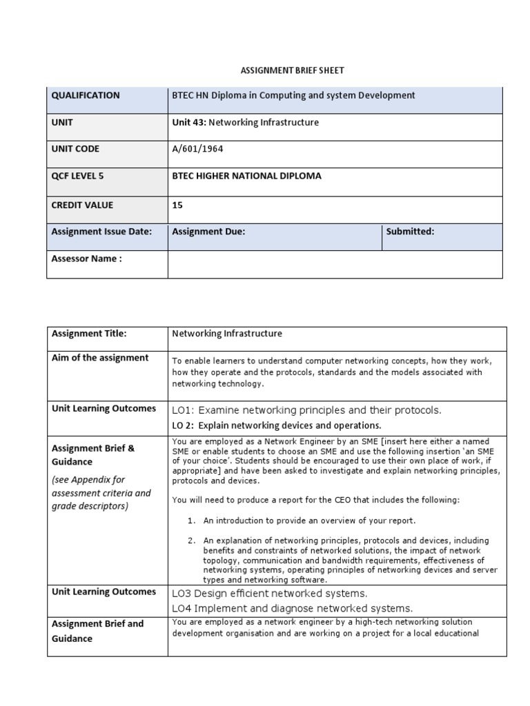 Networking Infrastructure Assignment Guide | PDF | Computer Network ...