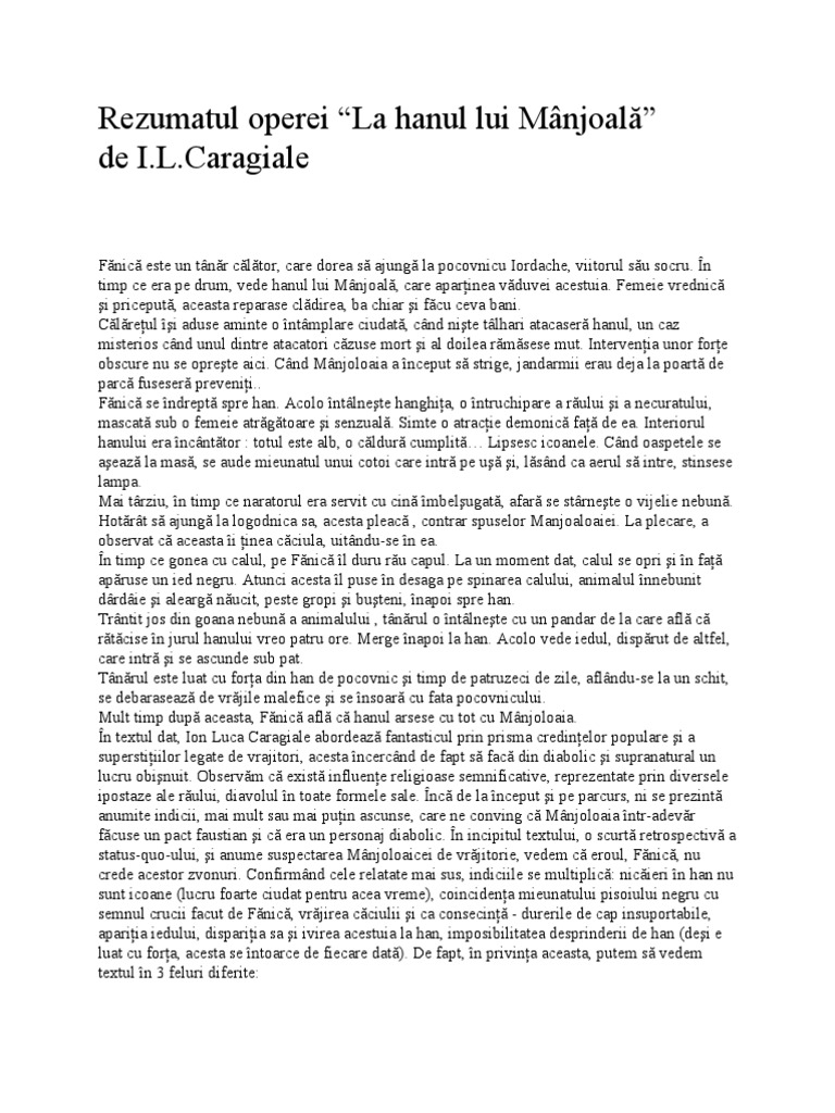 Rezumat La Conac Rezumat