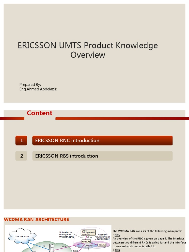 Ericsson RNC and RBS Overview | PDF | High Speed Packet Access ...