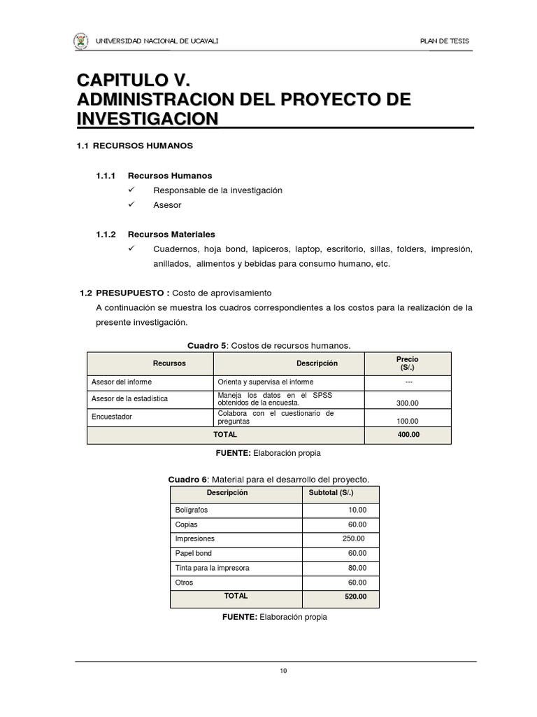 Presupuesto para Tesis de Investigación | PDF | Estadísticas | Medición