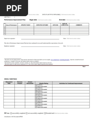 Performance Improvement Plan Template