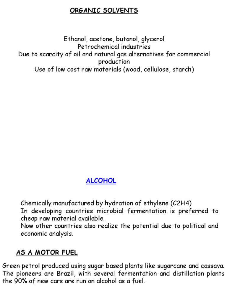 Organic Solvents PDF Biofuel Ethanol