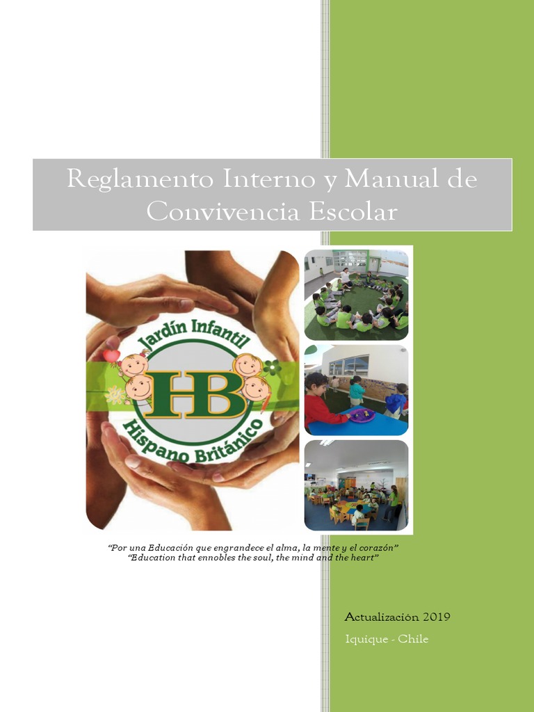 Reglamento Interno y Manual de Convivencia Escolar JHB 2019 | PDF ...