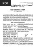 Unconstrained Optimisation For The Design of Distillation Columns